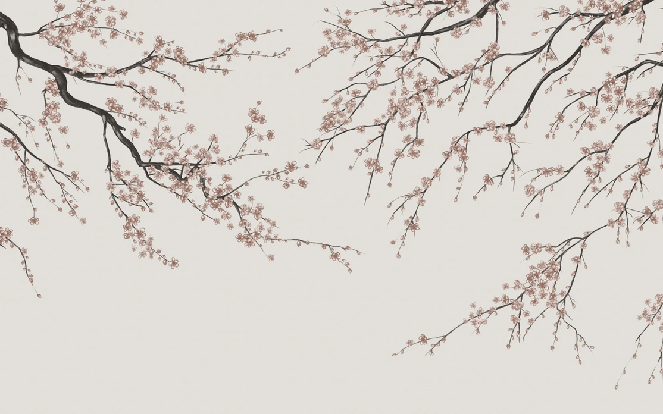 Papel pintado panorámico Sakura beige