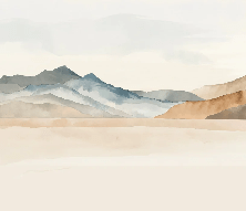 Papier peint panoramique montagne aquarelle pastel – Décor mural paysage apaisant - Muralconcept