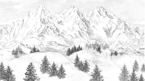 Papier peint montagne sommets de Chamonix - Muralconcept