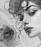 Female face wallpaper blue rose, XXL, tendance