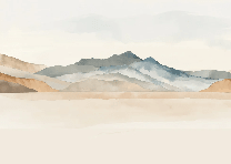 Papier peint panoramique montagne aquarelle pastel – Décor mural paysage apaisant - Muralconcept
