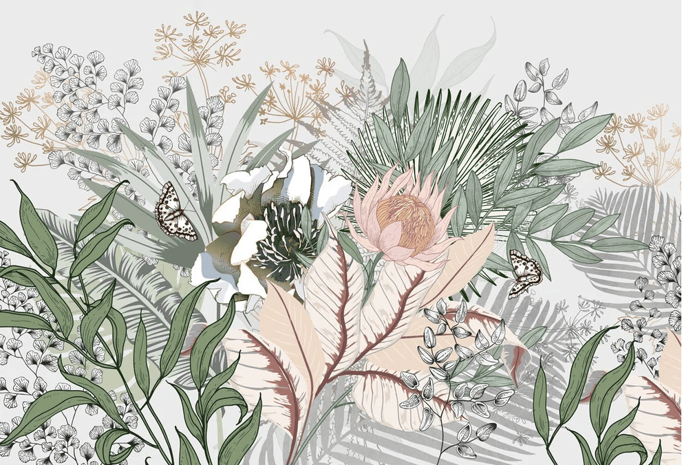 Papier peint panoramique floral botanic - Muralconcept