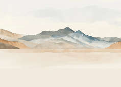 Papier peint panoramique montagne aquarelle pastel – Décor mural paysage apaisant - Muralconcept