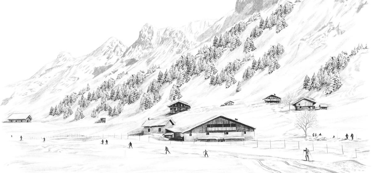 Papier peint Clusaz ski fond montagne Confins - Muralconcept