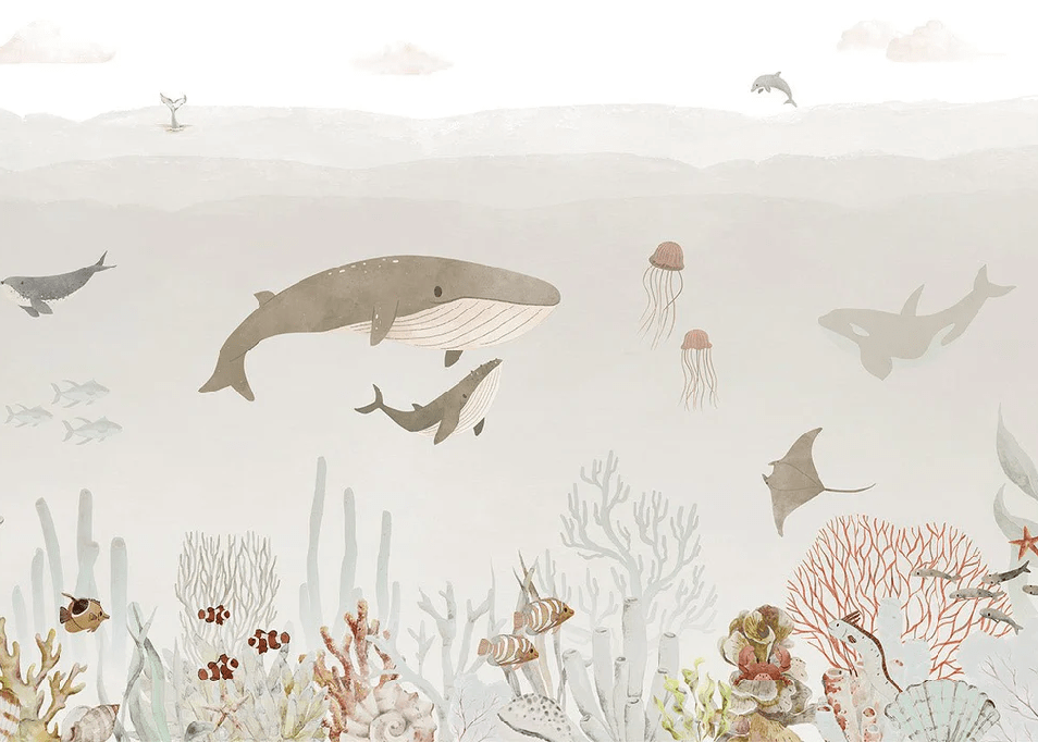 Papel pintado para bebés con ballenas