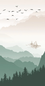 Papier peint montagne dans brume terracotta, XXL, tendance