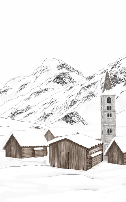 Papier peint village val d'Isère
