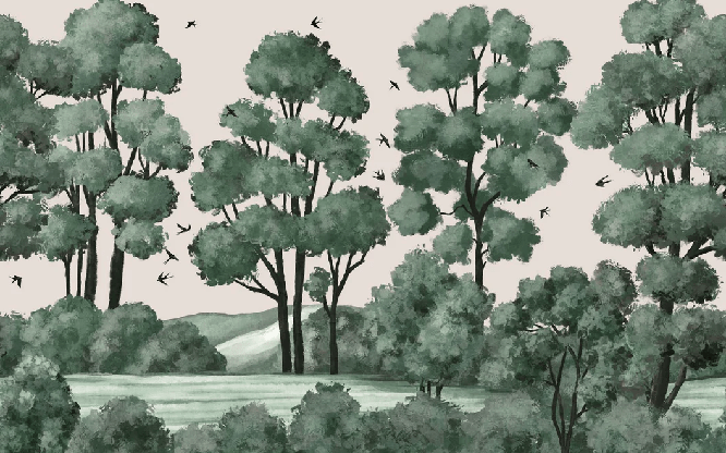 Papier peint paysage rivière forêt