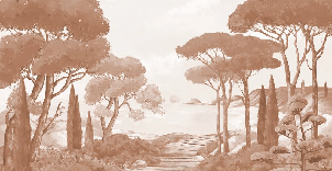 Papier peint balade dans les calanques terracotta