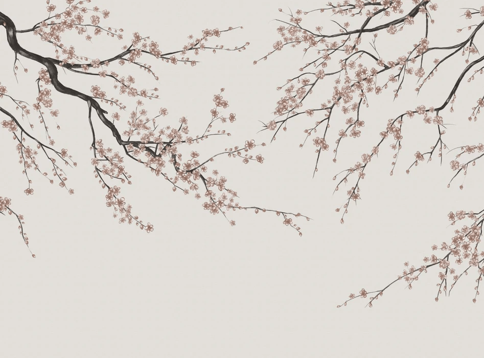 Papier peint panoramique Sakura beige - Muralconcept