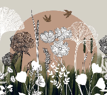 Papier peint panoramique illustration florale