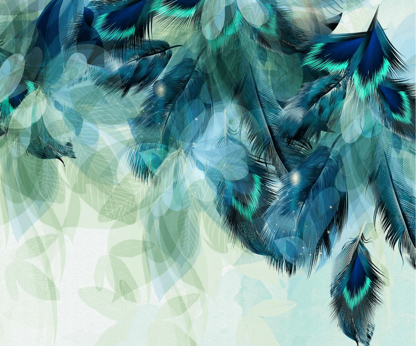 Papier Peint Plume Ethnique Paon - Muralconcept
