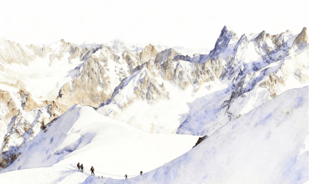 Papier peint alpinisme la cordée - Vallée blanche - Muralconcept