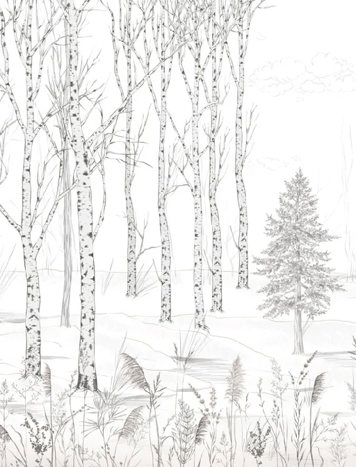 Papel pintado bosque blanco y negro – Douceur des Bois