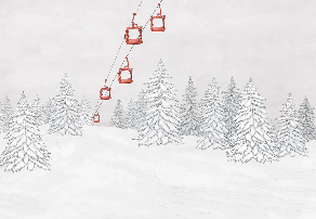 Papel pintado montaña telecabina roja