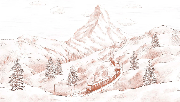 Papel pintado panorámico Monte Cervino terracota