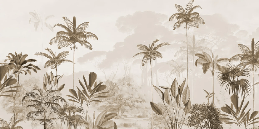Papel pintado panorámico jungla eden sepia
