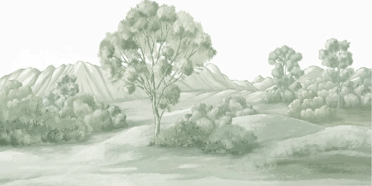 Papier peint paysage poétique vert