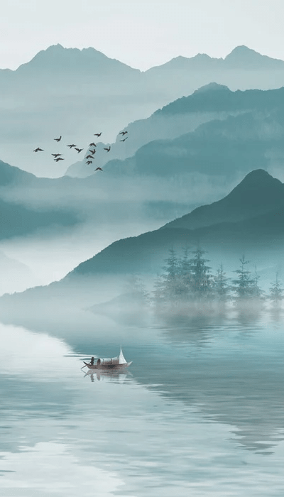 Papier peint entre montagne et lac - Muralconcept