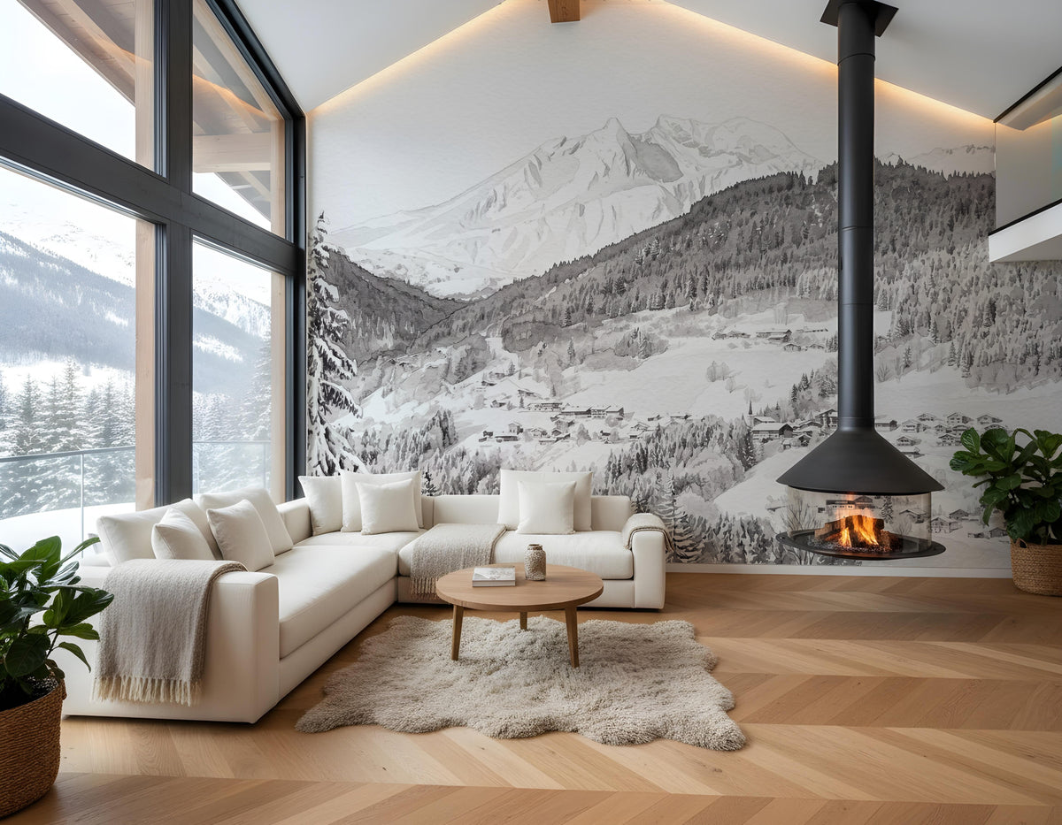Papel pintado panorámico de Morzine: esquí, chalet, montaña