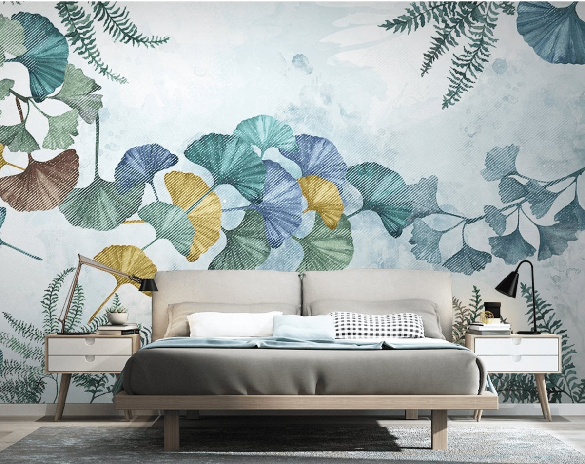 Papel pintado panorámico ginkgo biloba japonés