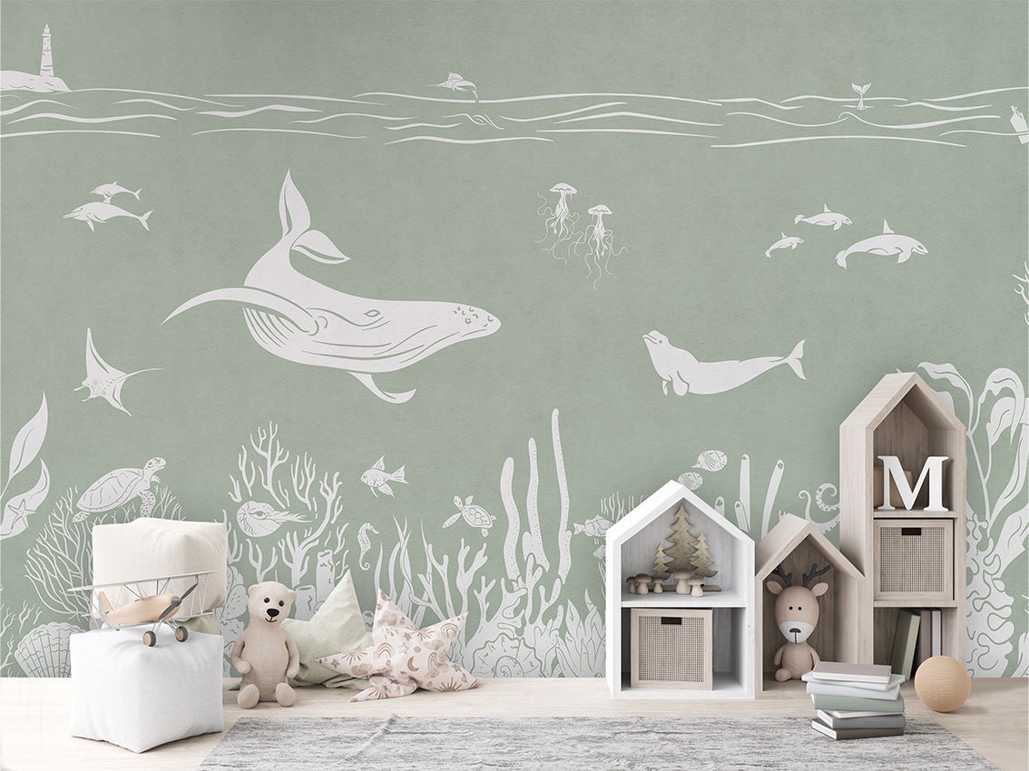 Papier peint balade aquatique vert, XXL, tendance