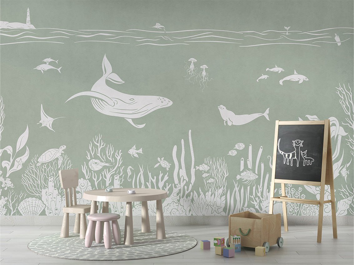 Papier peint balade aquatique vert, XXL, tendance