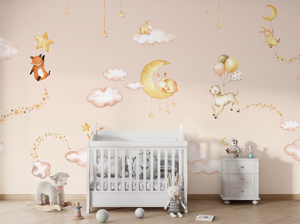 Papier peint bébé jolis rêves rose, XXL, tendance