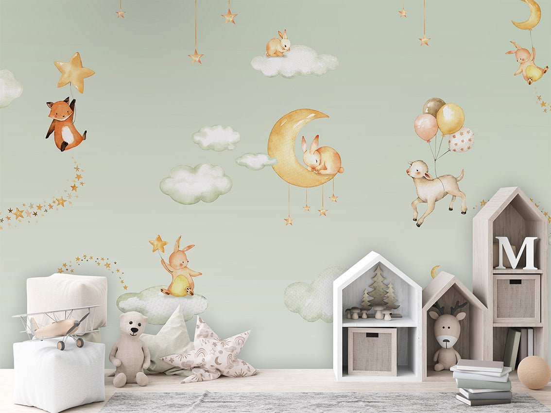 Papel pintado Pretty dreams baby verde