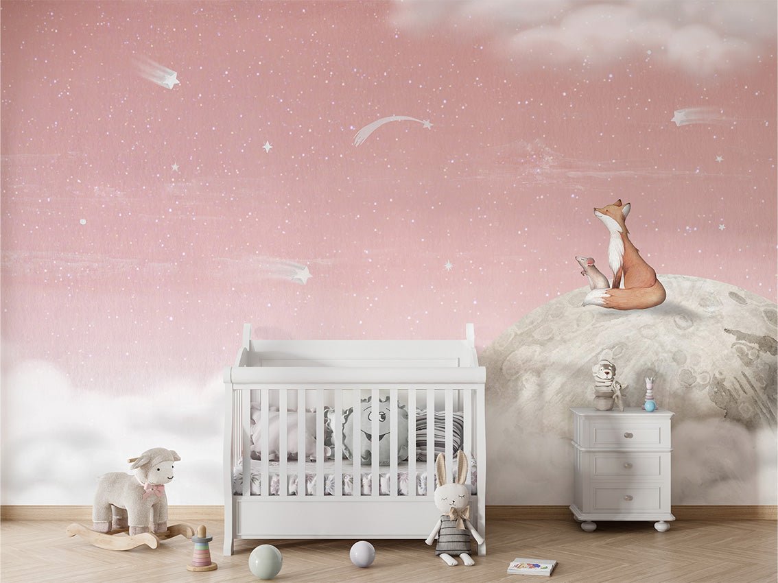 Papier peint bébé nuit apaisante rose, XXL, tendance