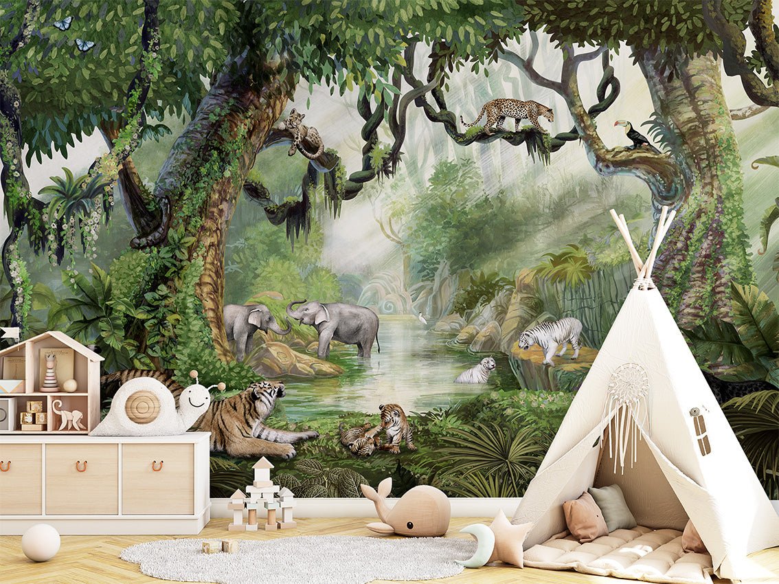 Papier peint enfant jungle secrète, XXL, tendance