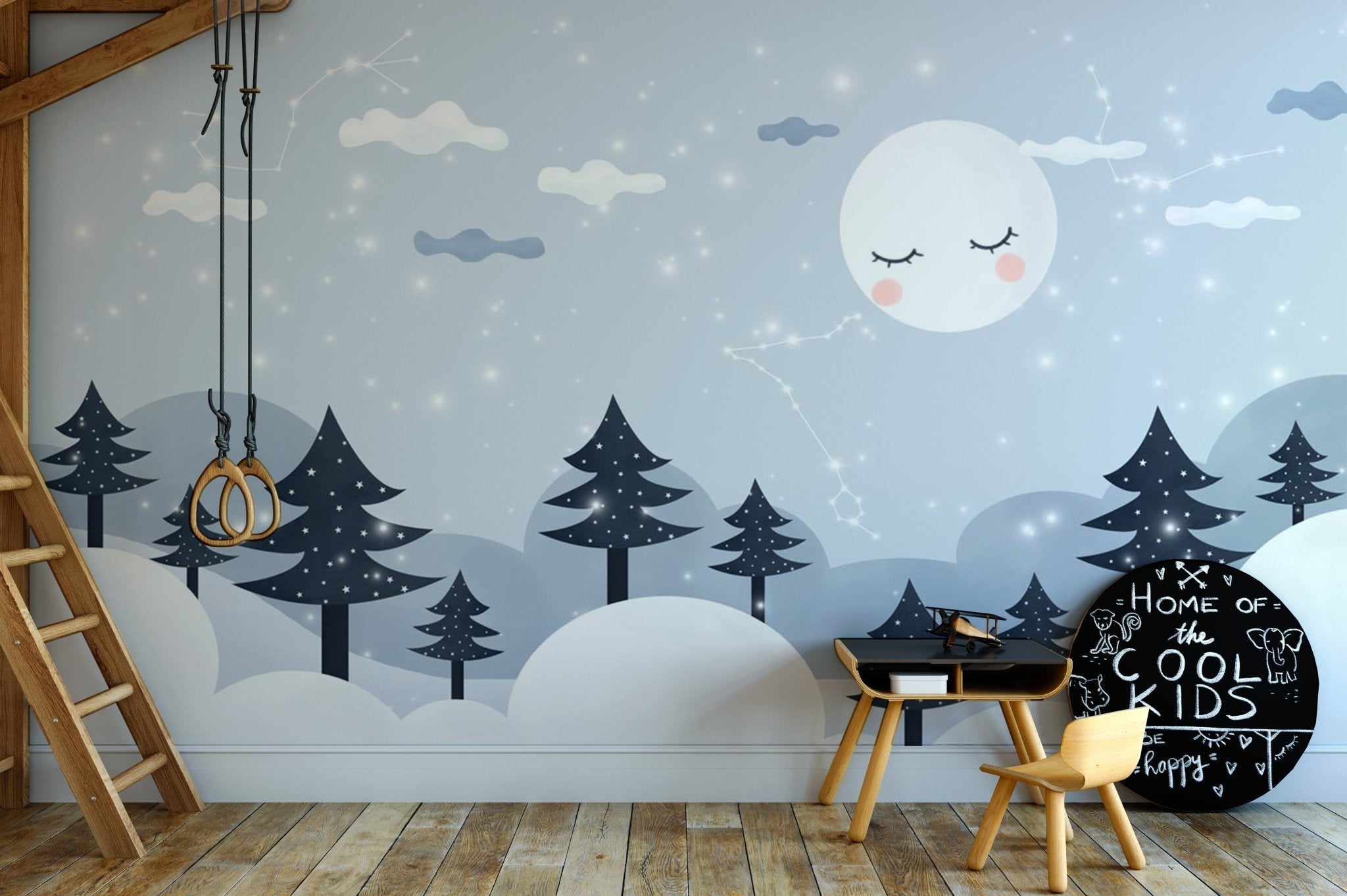 Papier peint contemporain enfant constellation douce - Muralconcept