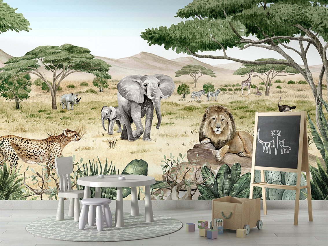 Papier peint enfant savane secrète, XXL, tendance