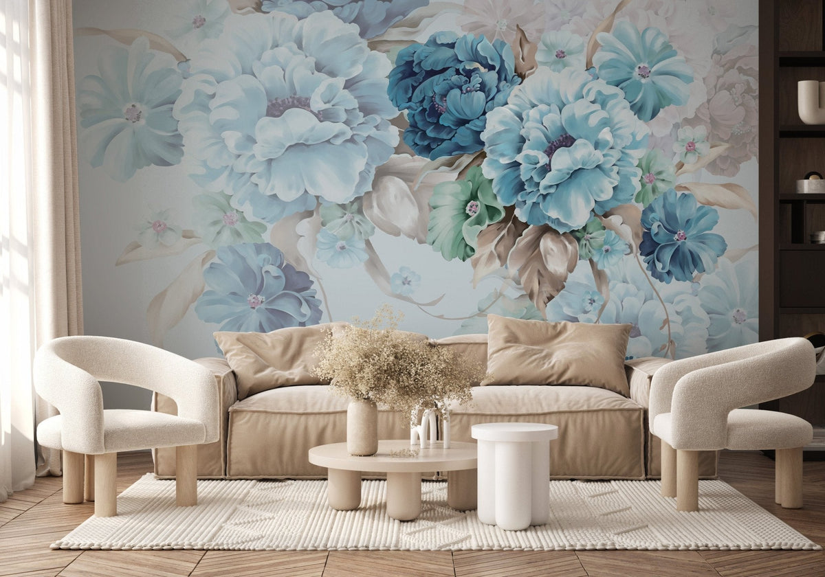 Papel pintado Flores azules