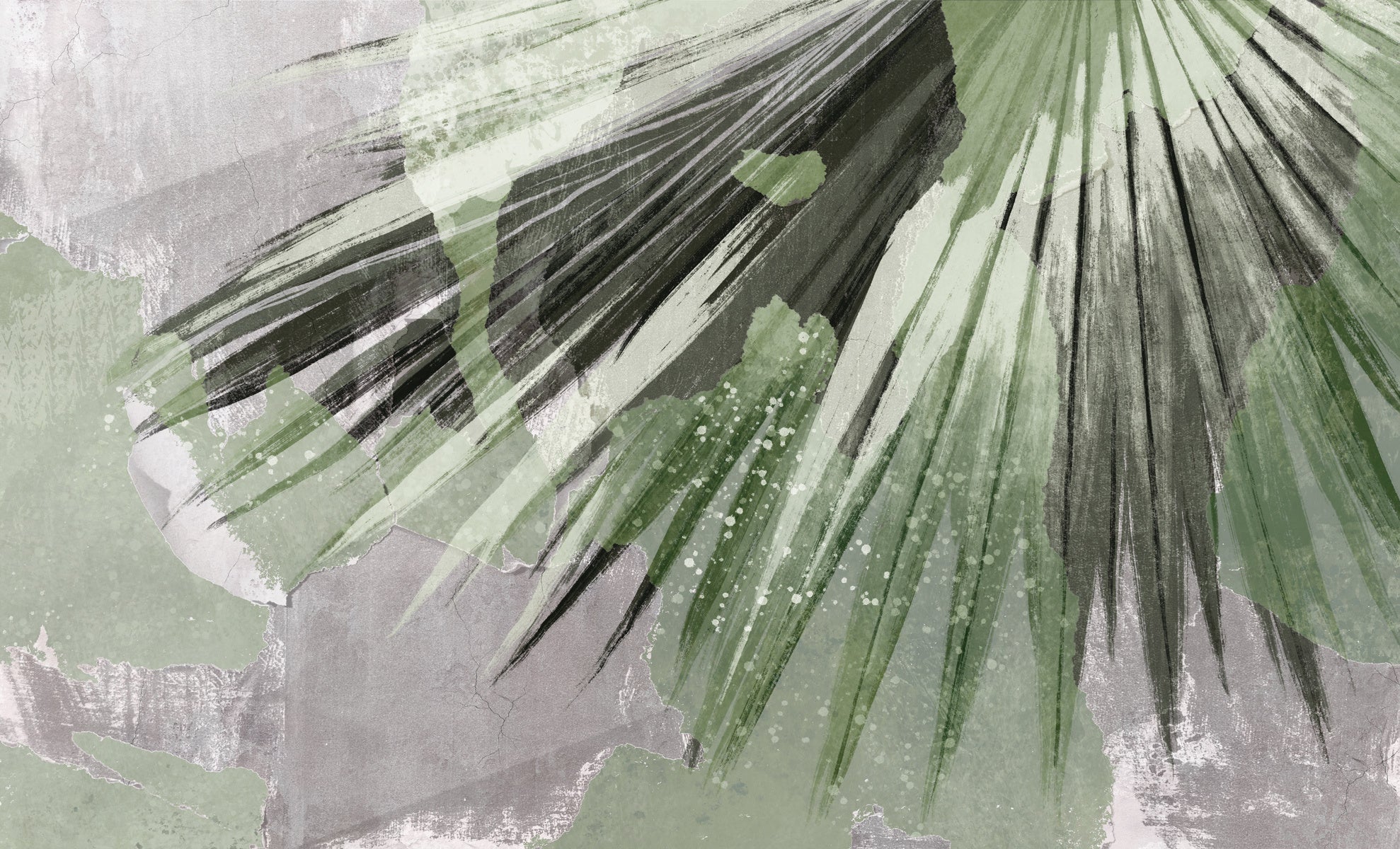 Papier peint panoramique rétro palm gris, XXL, tendance