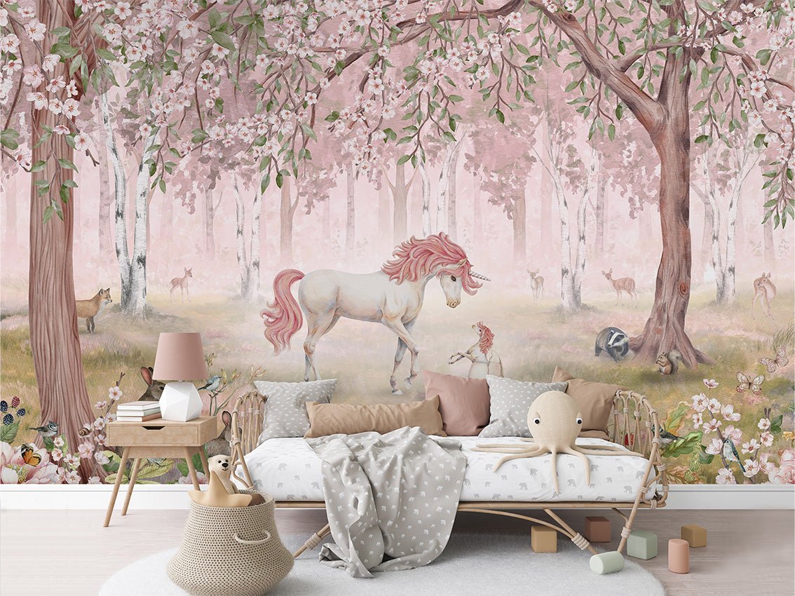 Papier peint licorne féerique rose, XXL, tendance