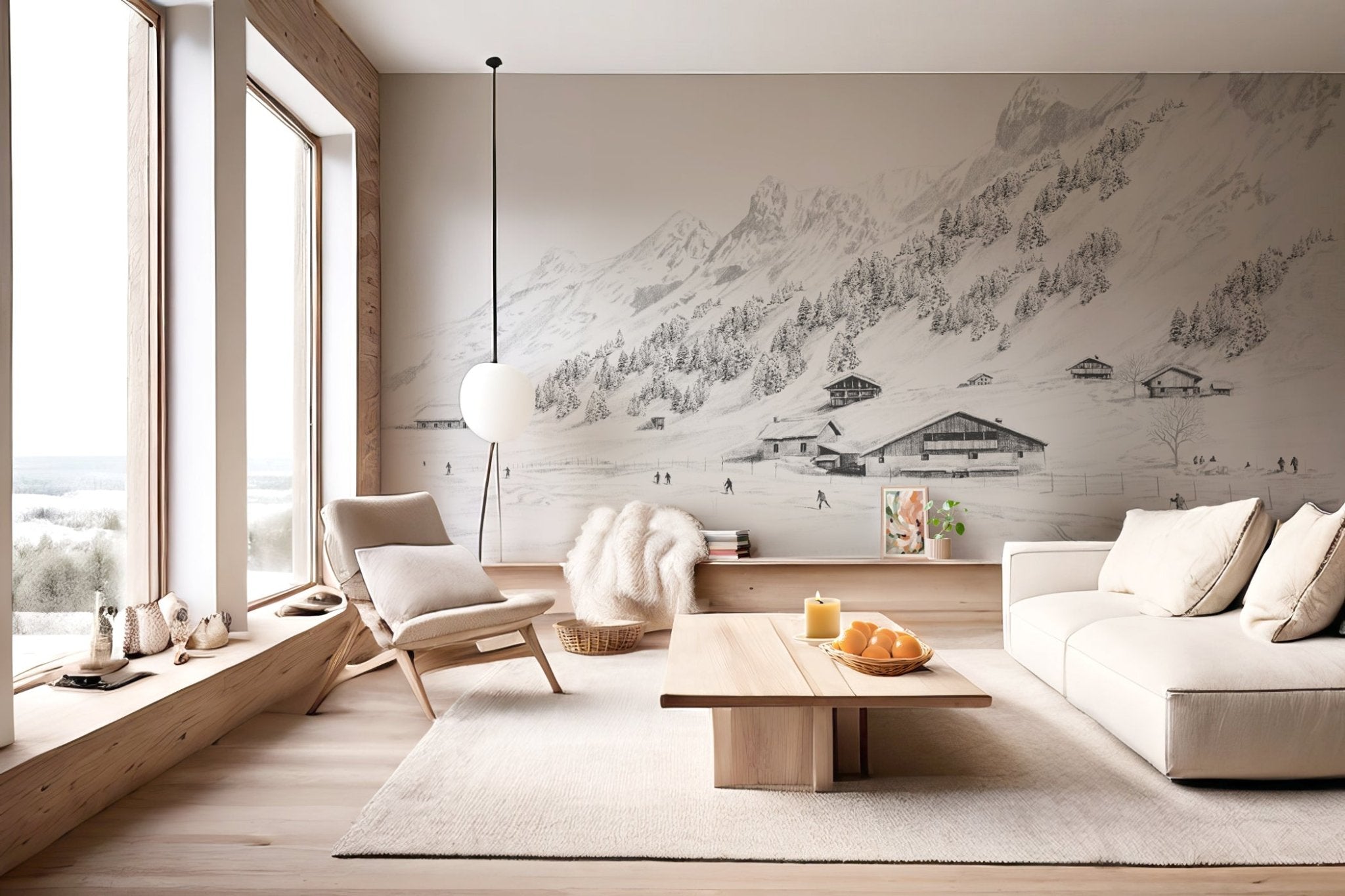 Papier peint Clusaz ski fond montagne Confins - Muralconcept