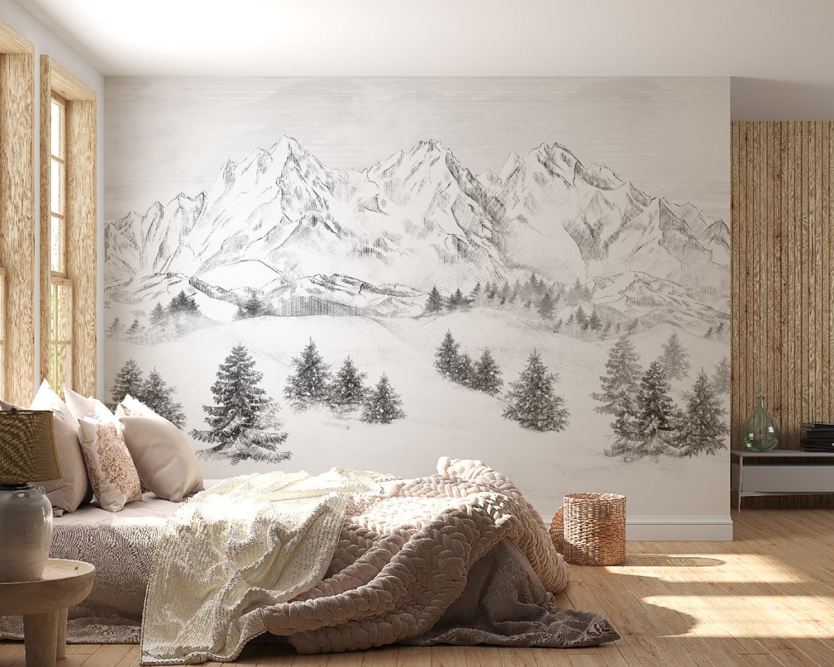 Papier peint montagne sommets de Chamonix - Muralconcept
