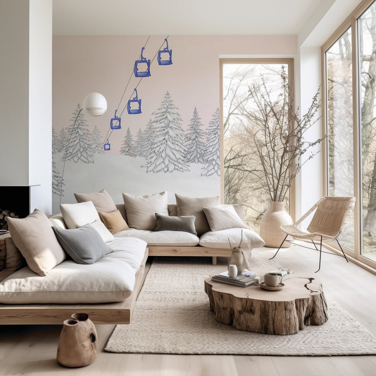 Papier peint télécabine bleuet, XXL, tendance