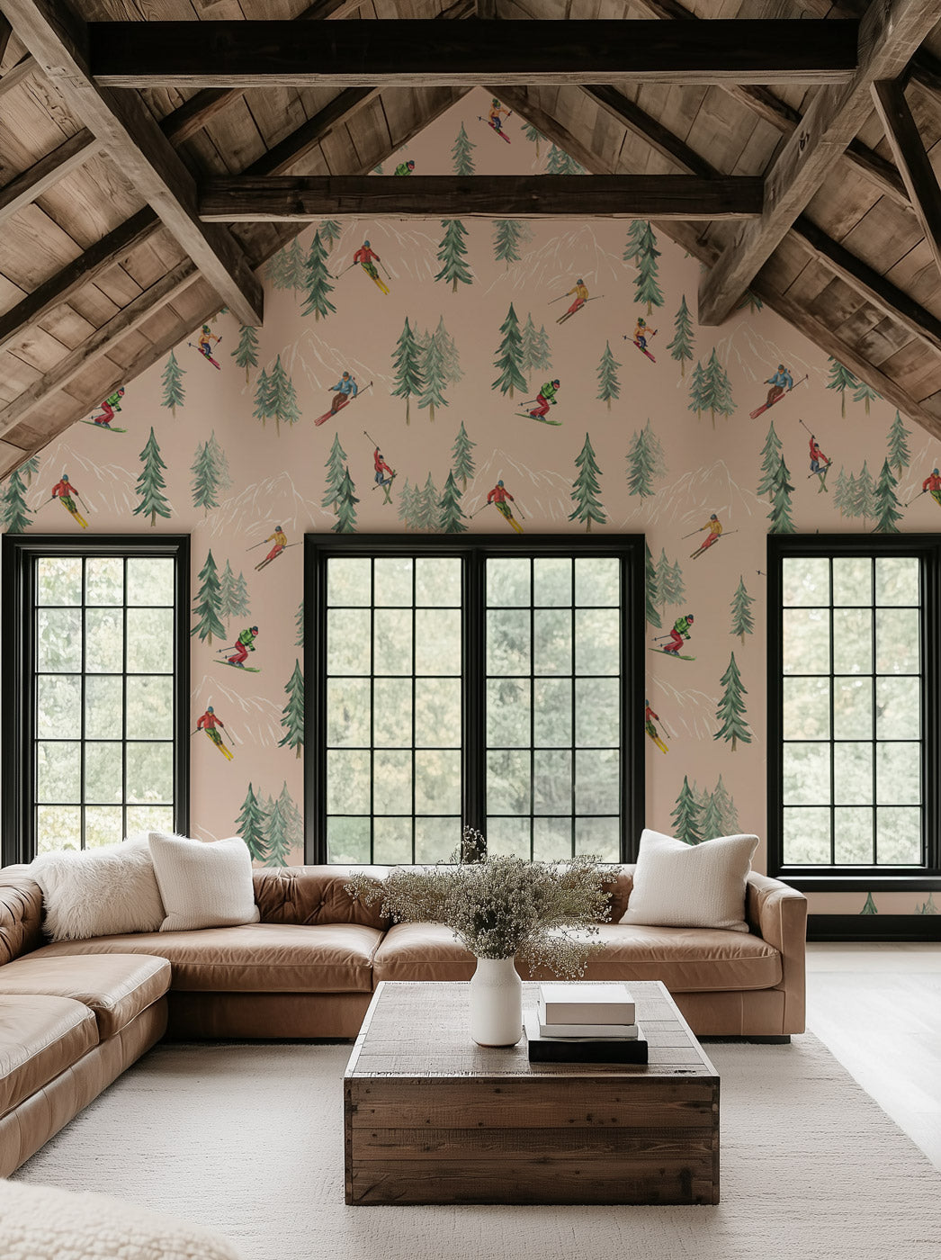 Papel pintado alpino glisse melocotón
