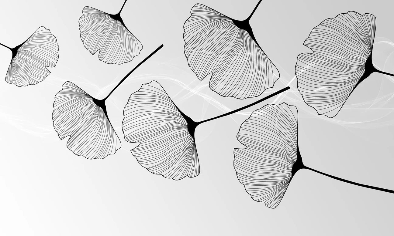 Papier peint escalier - Tendance Ginkgo noir - Muralconcept