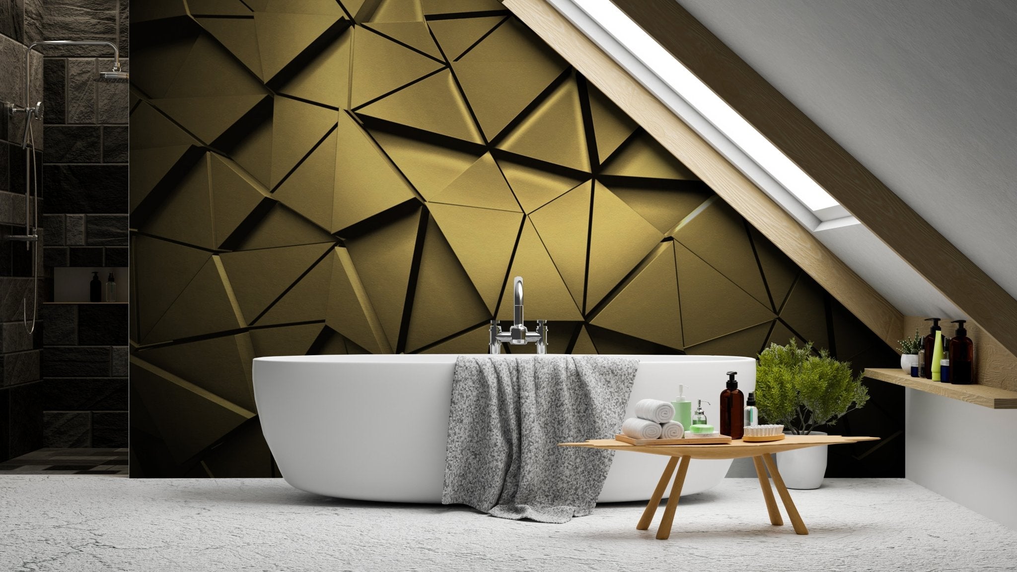 Papier peint 3D black perspective gold, XXL, tendance