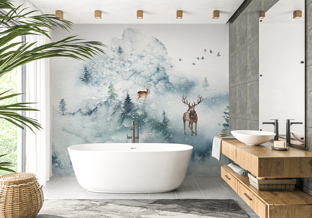 Papel pintado de baño Stag & Scandinavian