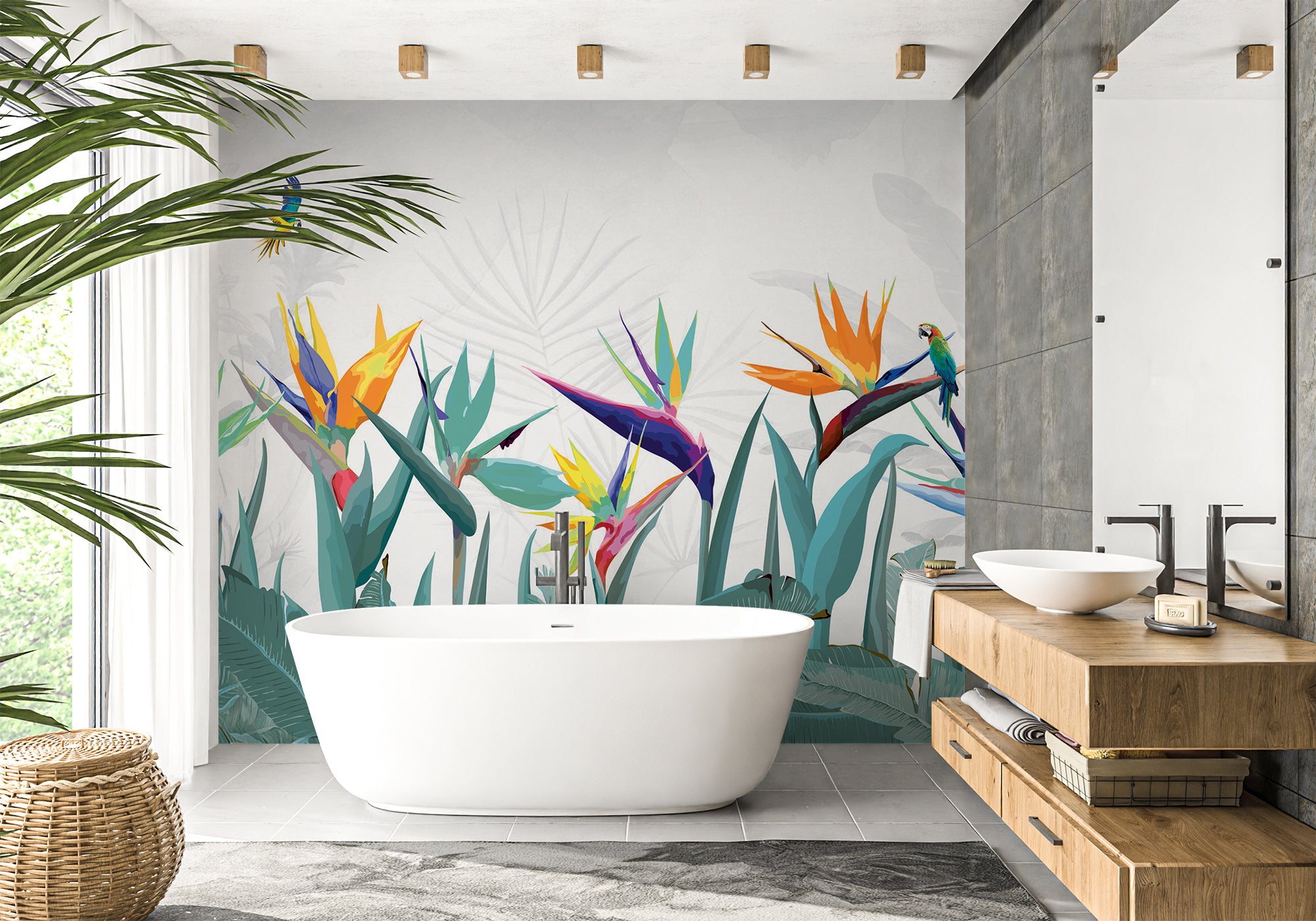 Papier peint salle de bain exotique balata, mural concept, tendance