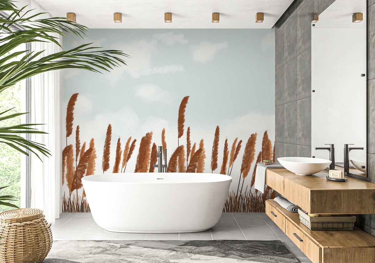 Papel pintado para baño otoño pampa