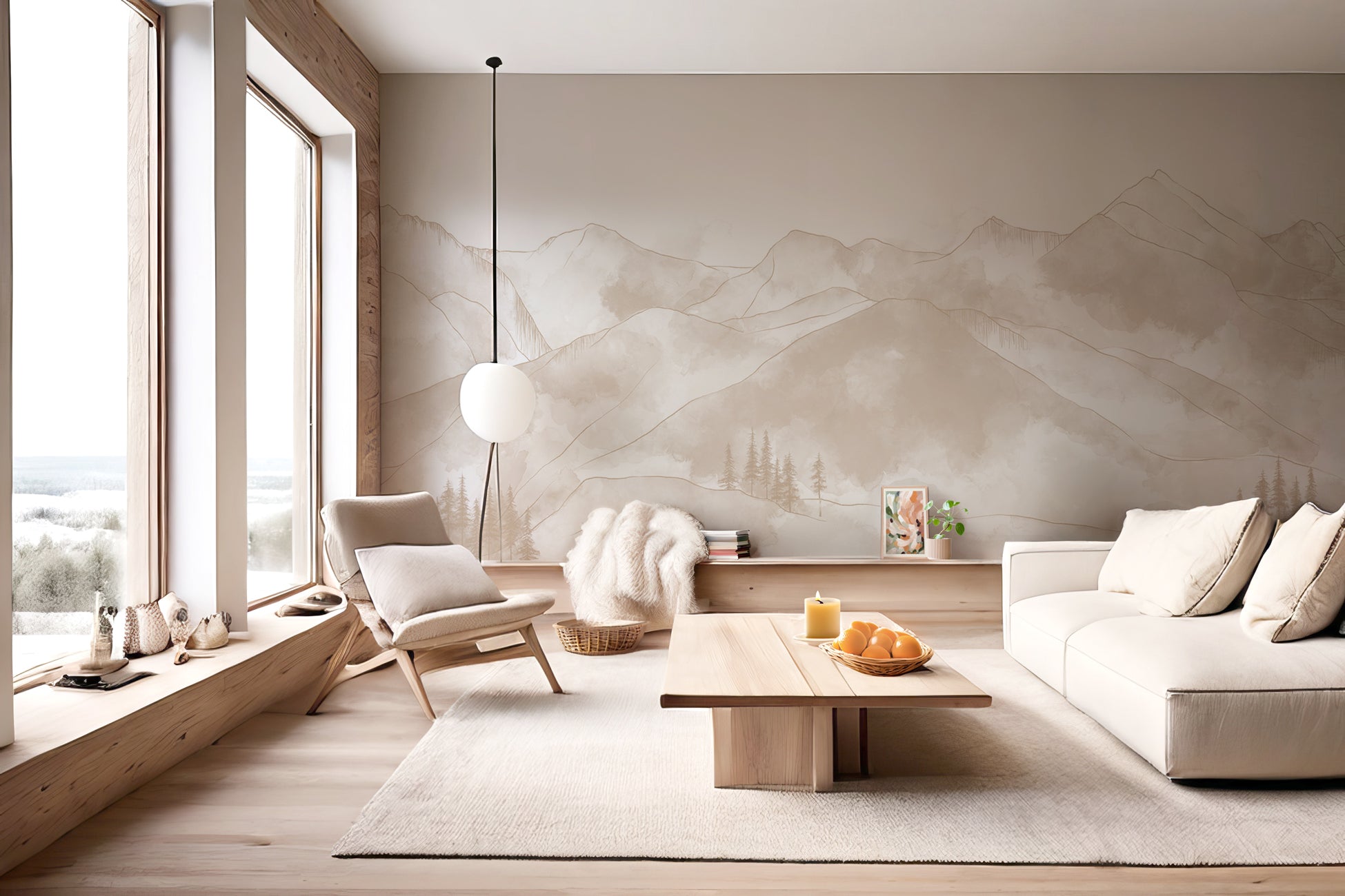 Papier peint panoramique Aravis sépia, XXL, tendance