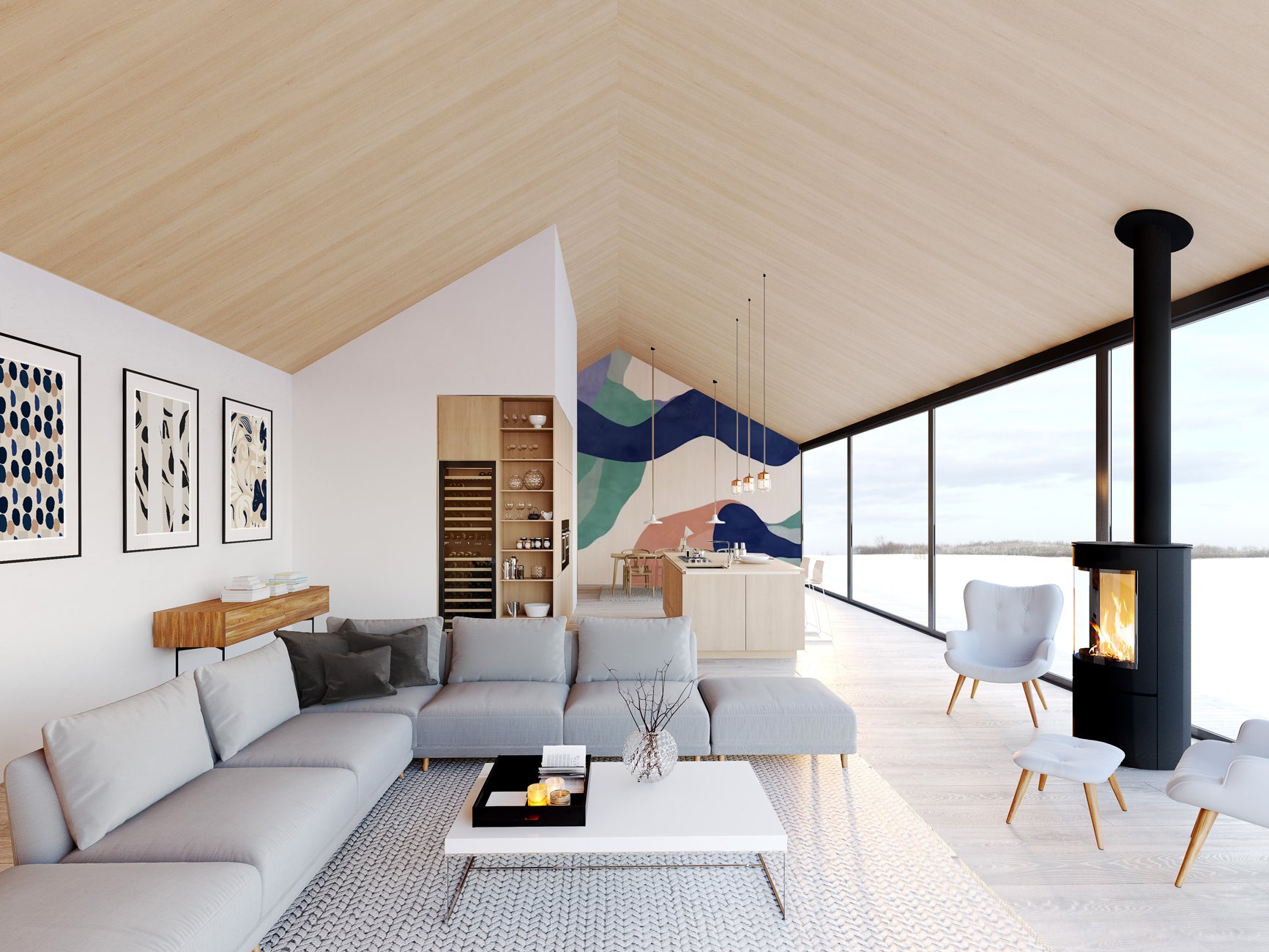 Papier peint abstrait ondulation, XXL, tendance