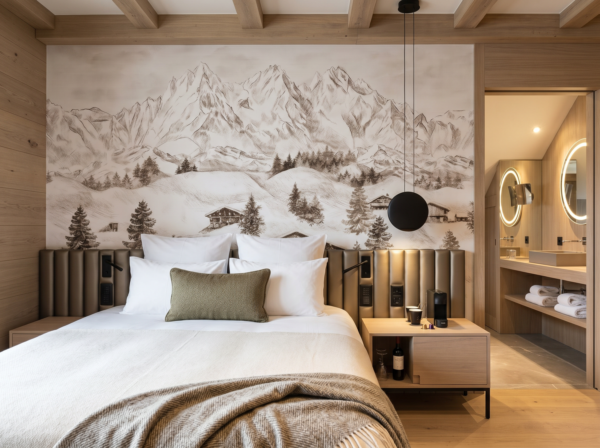 Papier peint panoramique - Chalet & montagne des Alpes - Muralconcept