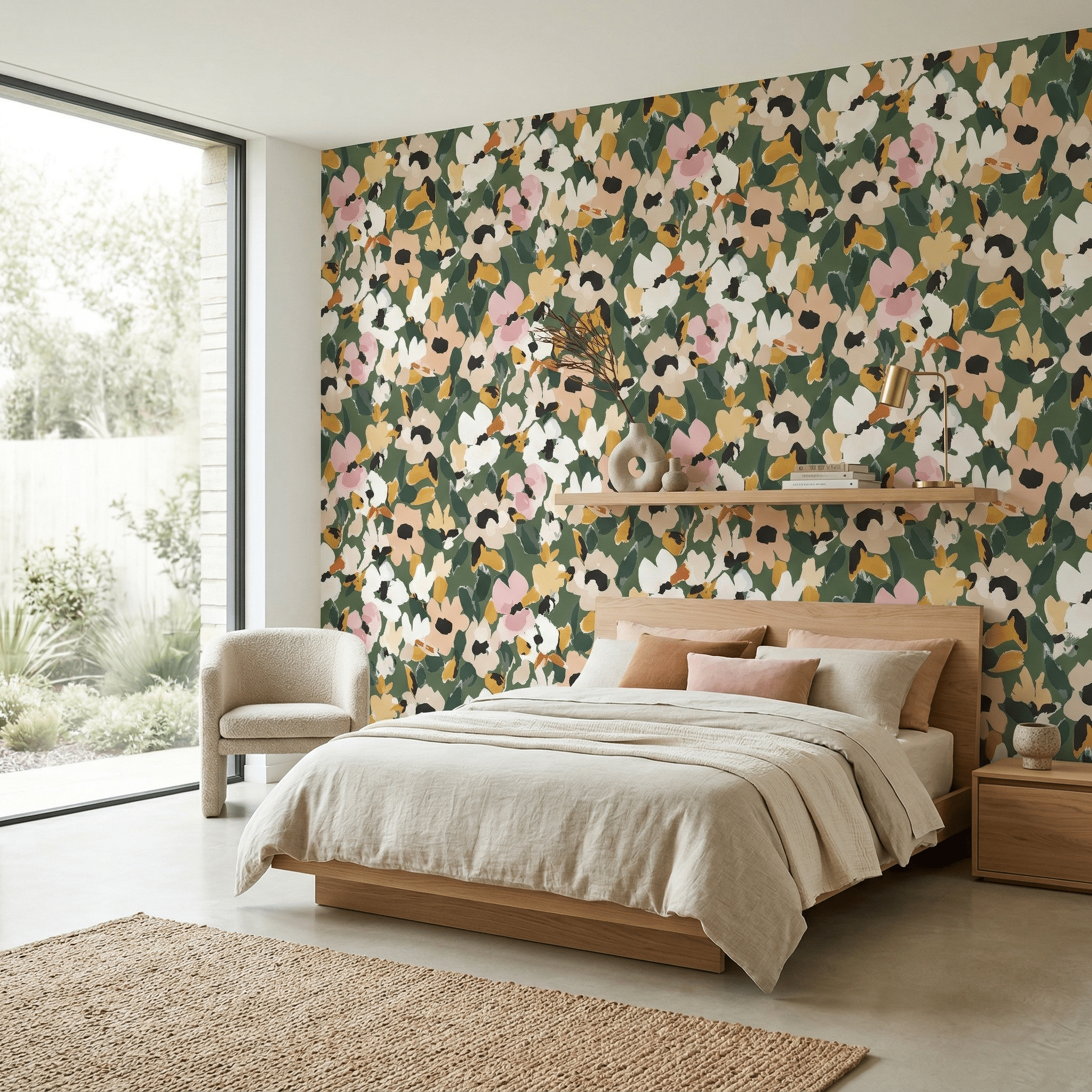 Papier peint floral liberty – Motif fleurs printanières - Muralconcept