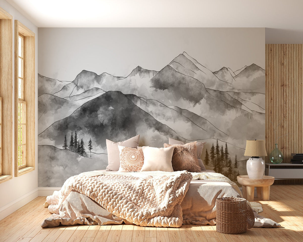 Papel pintado Aravis mountains en blanco y negro
